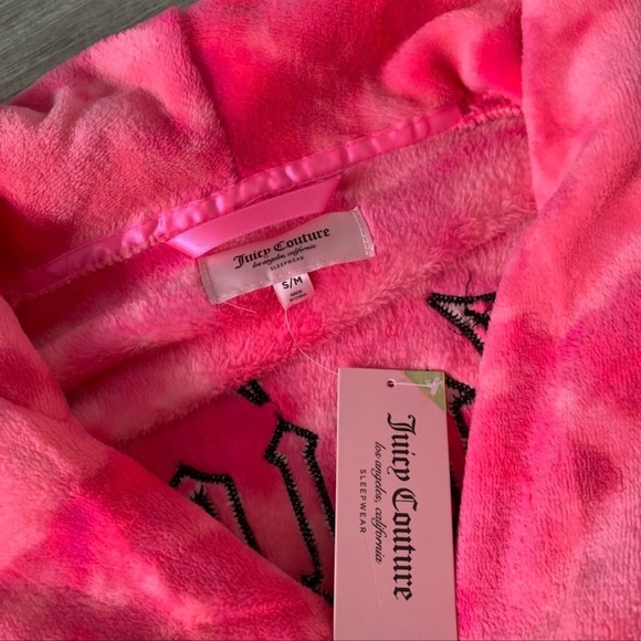 Juicy Couture Hot Pink Tie-Dye Fleece Robe - Picture 2 of 8